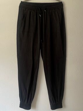Black Faux Suede High Waisted Heavy Weight Joggers